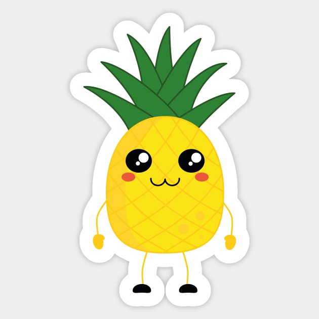 kawaii pineapple cartoon Pineapple Cartoon Sticker TeePublic